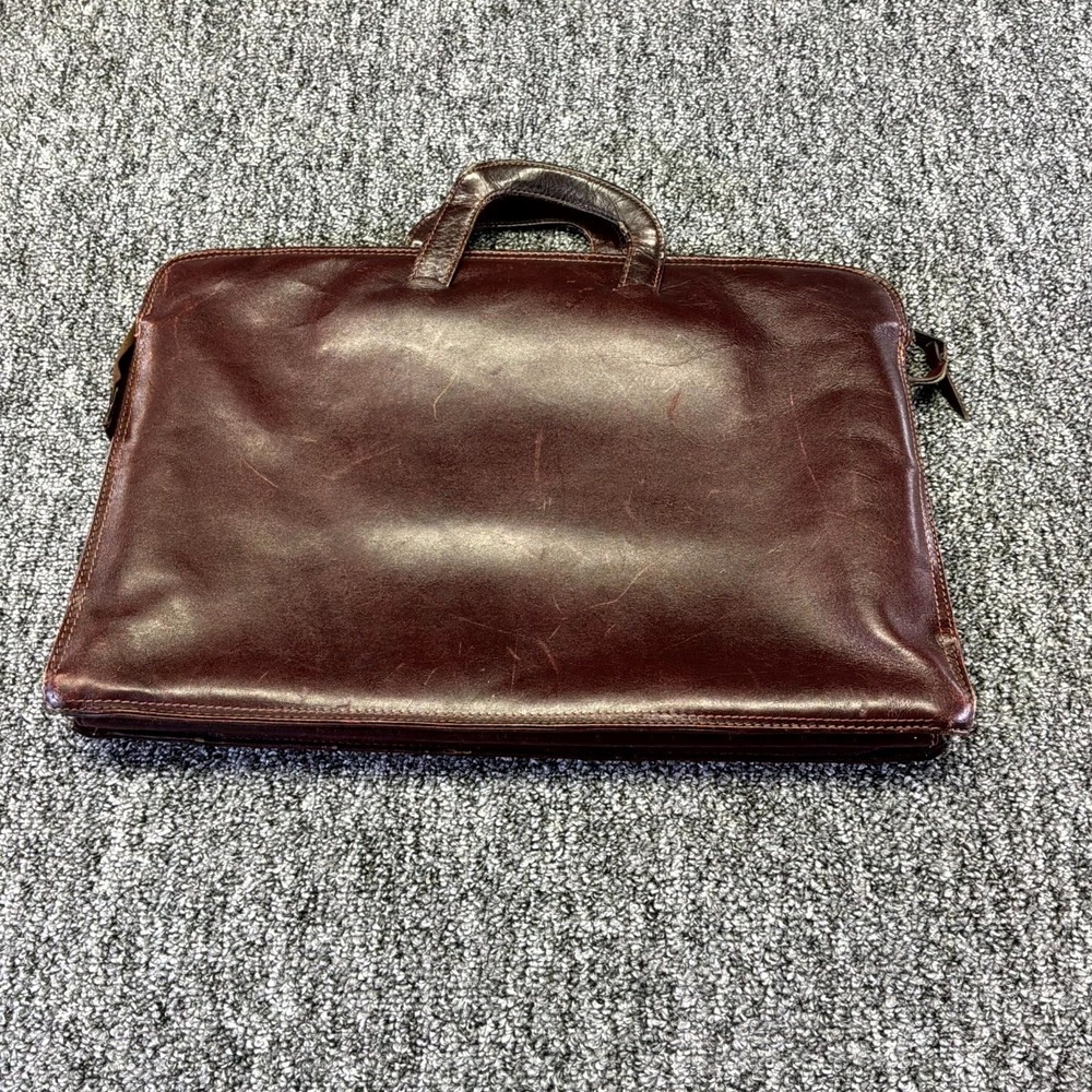 Vintage Pappagallo Briefcase Laptop Bag Brown Genuine Leather Made in Uruguay